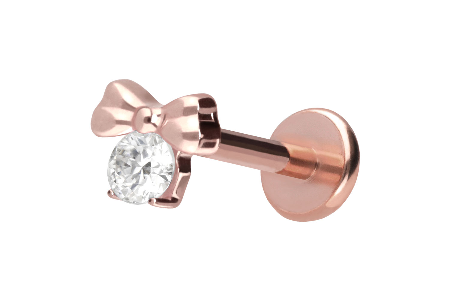Titan Labret Piercing mit Push Fit SCHLEIFE + KRISTALL